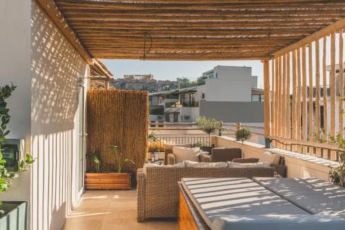 Luxury Apartment with Acropolis View Terrace and Jacuzzi - Living Stone Moonstone