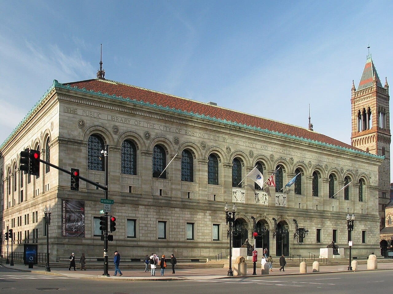Boston architecture at the Boston Public Library McKim Building in Back Bay