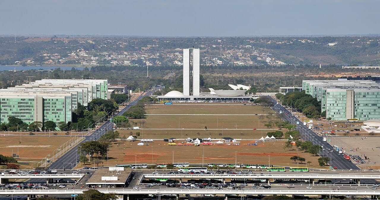 Brasilia architecture along the Monumental Axis toward the National Congress