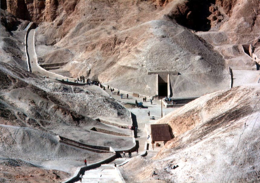 Valley of the Kings tickets guide showing the desert entrance area near Luxor