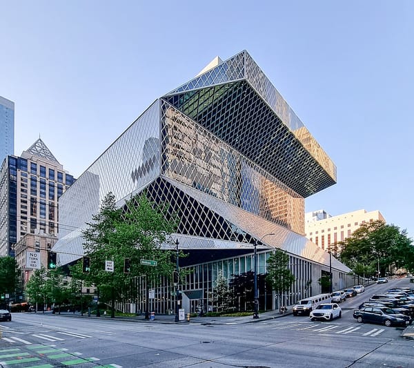Seattle architecture at the Central Library on a downtown walking route