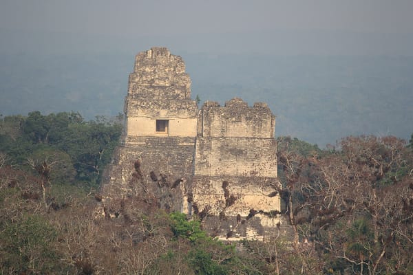 Tikal Guatemala tours view of Temple I and Temple II